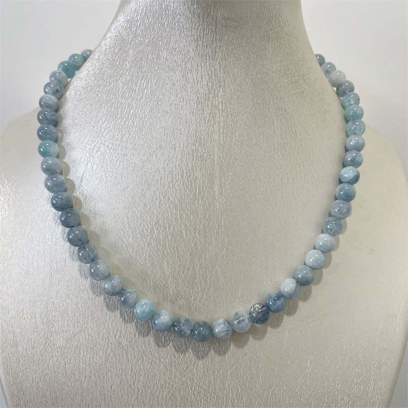 Yoga Health & Fitness Center - Collar de Jade aguamarina de 8MM,
