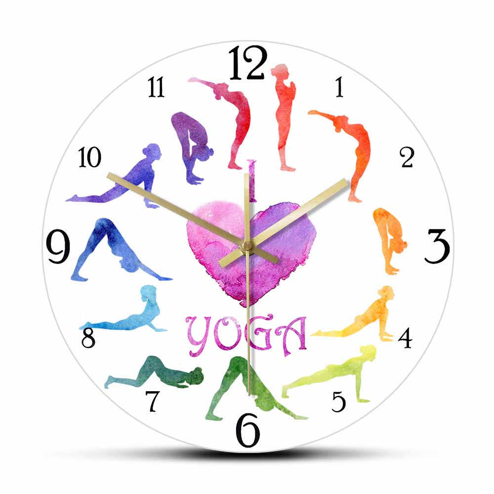 Yoga Fitness Watch - Reloj de pared con estampado de
